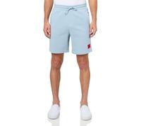 HUGO Men's Square Logo Pull on Jersey Shorts Casual, Dust Blue, Large