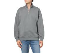 HUGO Men's Square Logo Quarter Zip Cotton Long Sleeve Sweatshirt, Lava Smoke, XL