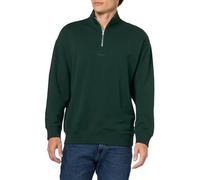 HUGO Men's Square Logo Quarter Zip Cotton Long Sleeve Sweatshirt, Pine Groove, L