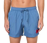 HUGO Men's Square Logo Swim Trunk, Acai Blue, Medium