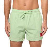 Hugo Men's Standard Dominica Patch Logo Quick Dry Swim Trunks, Nile Green, Large
