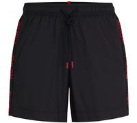 HUGO Mens FAB Logo-Tape Swim Shorts in Recycled Material Black