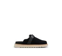 HUGO Mens Syrax slon Buckled-Strap Slip-on Shoes in Suede Size 10 Black