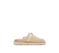 HUGO Mens Syrax slon Buckled-Strap Slip-on Shoes in Suede Size 12 Light Beige