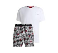 HUGO Mens Tortuga Short Set Gift-boxed pyjamas in stretch cotton with logo prints