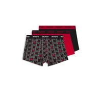 HUGO Men's Trunk Triplet Design Triple Pack Tight Fit Stretch Cotton Boxer Shorts with Short Leg and Logo Waistband, Open Miscellaneous 969, XXL