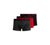 HUGO Mens Trunk Triplet Design Three-Pack of Logo-Waistband Trunks in Stretch Cotton