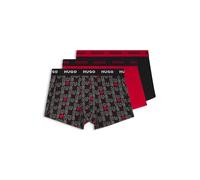 HUGO Mens Trunk Triplet Design Three-Pack of Stretch-Cotton Trunks with Logo waistbands
