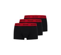 HUGO Mens Trunk Triplet Pack Three-Pack of Stretch-Cotton Trunks with Logo waistbands Black