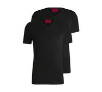 HUGO Mens V Two V-Neck T-Shirts in Stretch Jersey Black