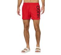 HUGO Men's Vertical Logo Swim Trunks, Open Pink/Black, Large