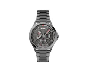 HUGO Men's Watch, #LEAP Quartz with Ionic Plated Grey Steel Bracelet, Grey Dial, 45mm, Model: 1530247