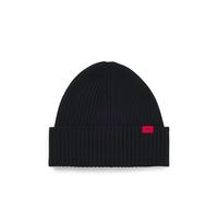 HUGO Mens Xola Virgin-Wool Beanie hat with red Logo