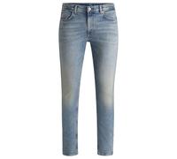 Hugo Men's Zane Extra Slim Fit Blue Stretch Denim Jeans with Stone Washed Finish, Bright Blue, 36 W/34 L
