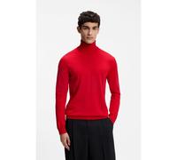 HUGO Merino-wool rollneck sweater with embroidered logo - Style San Thomas-M, 50474174 Red M