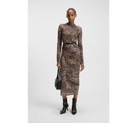 HUGO Midi dress with leopard print and gathered details - Style Nardonnay, 50546239 Patterned L
