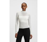 HUGO Mock-neck sweater with sheer and solid effects - Style Siclamino, 50542650 White L