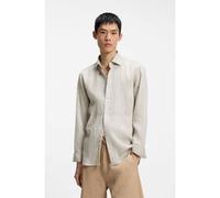 HUGO Modern-fit shirt in striped seersucker - Style Valerio, 50566499 Beige Stripes 16