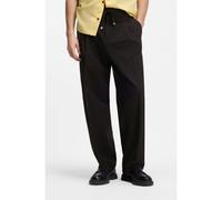 HUGO Modern-fit trousers in stretch-cotton seersucker - Style Tari262X, 50559107 Black 36R