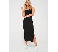 HUGO Nalimera Logo Jersey Midi Dress, Black, Size M = Uk 10, Women Black