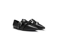 HUGO Nappa-leather ballerina pumps with buckled straps - Style Maridia_Ball_BKNA, 50536400 Black 6