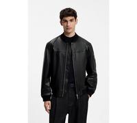 HUGO Nappa-leather bomber jacket with stacked-logo rivet - Style Ladamor, 50567800 Black XL