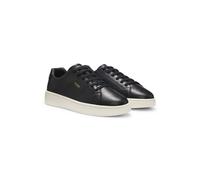 HUGO Nappa-leather trainers with gold-tone logo - Style Neston_tenn_fllt, 50569002 Black 8