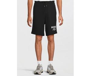 HUGO Nomario Oversized International Logo Jersey Shorts, Black, Size S, Men Black