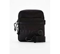 HUGO Nosh Split Logo Zip Crossbody Bag - Black, Black, Men Black