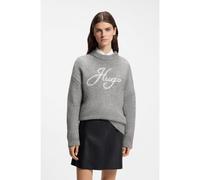 HUGO Oversize-fit alpaca-blend sweater with script logo - Style Sloguinny, 50569398 Grey XL