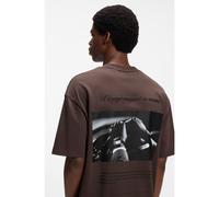 HUGO Oversize-fit cotton T-shirt with mixed branding - Style Devrolo, 50568251 Brown M