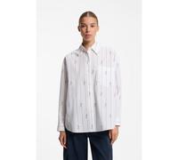 HUGO Oversized-fit blouse in cotton poplin with script logos - Style Elisana_B, 50569370 White Patterned 8