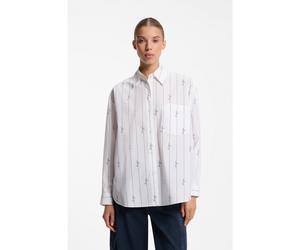 HUGO Oversized-fit blouse in cotton poplin with script logos - Style Elisana_B, 50569370 White Patterned 12