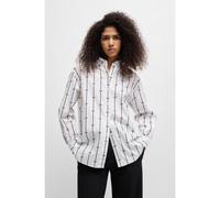 HUGO Oversized-fit blouse in logo-stripe cotton poplin - Style Eskil, 50538451 Patterned 8