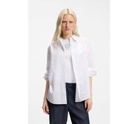 HUGO Oversized-fit blouse with burnout heart and logo print - Style Elisana_B, 50559860 White Patterned 14