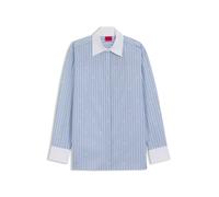HUGO Oversized-fit blouse with stacked logos - Style Ersenny, 50556216 Light Blue stripes 8
