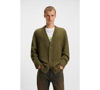 HUGO Oversized-fit cardigan with bouclé knit - Style Sonou, 50548855 Olive M