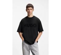 HUGO Oversized-fit cotton T-shirt with reflective logo - Style Dinkee, 50525765 Black XS