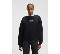 HUGO Oversized-fit cotton-terry sweatshirt with glitter logo - Style Deroxina_6, 50550149 Black XS
