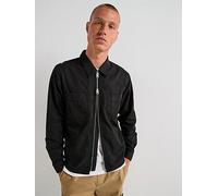 HUGO Oversized Fit Evalom Arm Badge Nylon Shirt, Black, Size Xl, Men Black