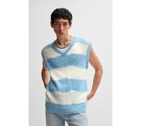 HUGO Oversized-fit knit vest with block stripes - Style Septune, 50533237 White / Blue XXL