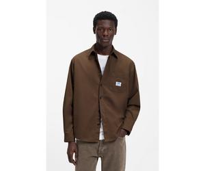 HUGO Oversized-fit overshirt in cotton canvas - Style Ebalto, 50555279 Dark Brown S