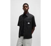 HUGO Oversized-fit shirt in cotton twill with logo patch - Style Ekyno, 50517871 Black M