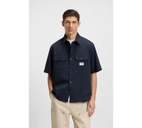 HUGO Oversized-fit shirt in cotton twill with logo patch - Style Ekyno, 50517871 Dark Blue XL