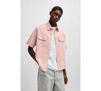 HUGO Oversized-fit shirt in cotton twill with logo patch - Style Ekyno, 50517871 light pink XL