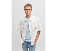 HUGO Oversized-fit shirt in cotton twill with logo patch - Style Ekyno, 50517871 White S