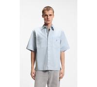 HUGO Oversized-fit shirt in slub cotton with patch pockets - Style Ebwin, 50560733 Light Blue S
