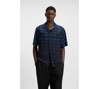 HUGO Oversized-fit shirt in square-print poplin - Style Espino, 50545317 Blue Patterned L