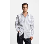 HUGO Oversized-fit shirt in striped cotton poplin - Style Erillo, 50555776 Blue stripes XXL