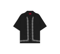 HUGO Oversized-fit shirt with embroidered pattern - Style Espino, 50549755 Black XL